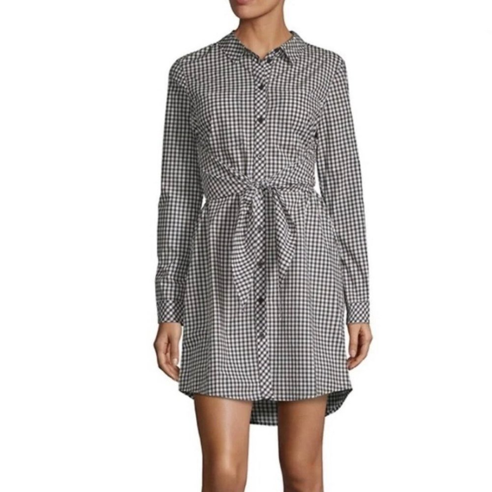 2/$30 Sanctuary Gingham Black White Shirt Dress S